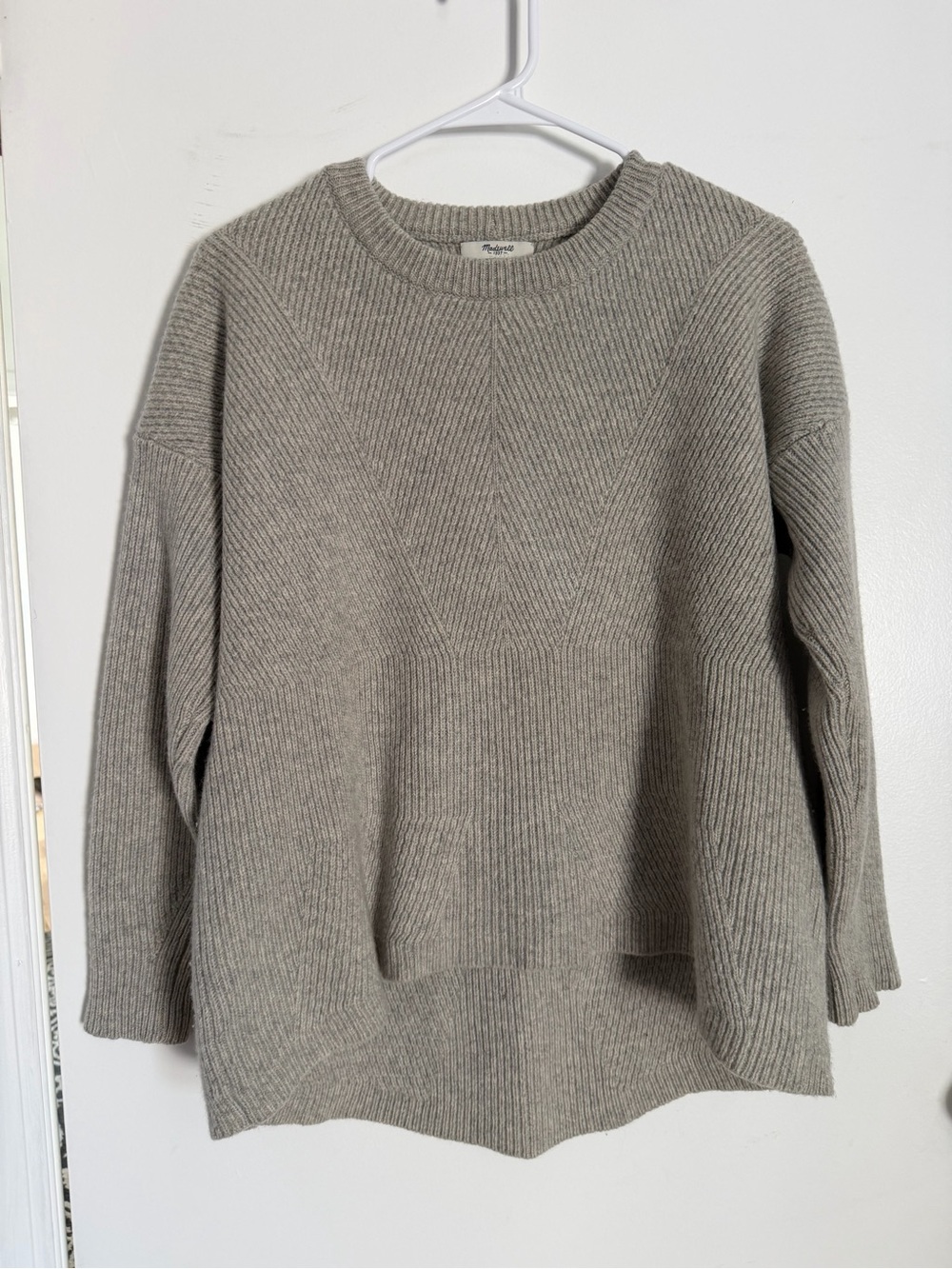 Madewell 100% Merino Wool Ribbed Oversized Sweater Gray Size M